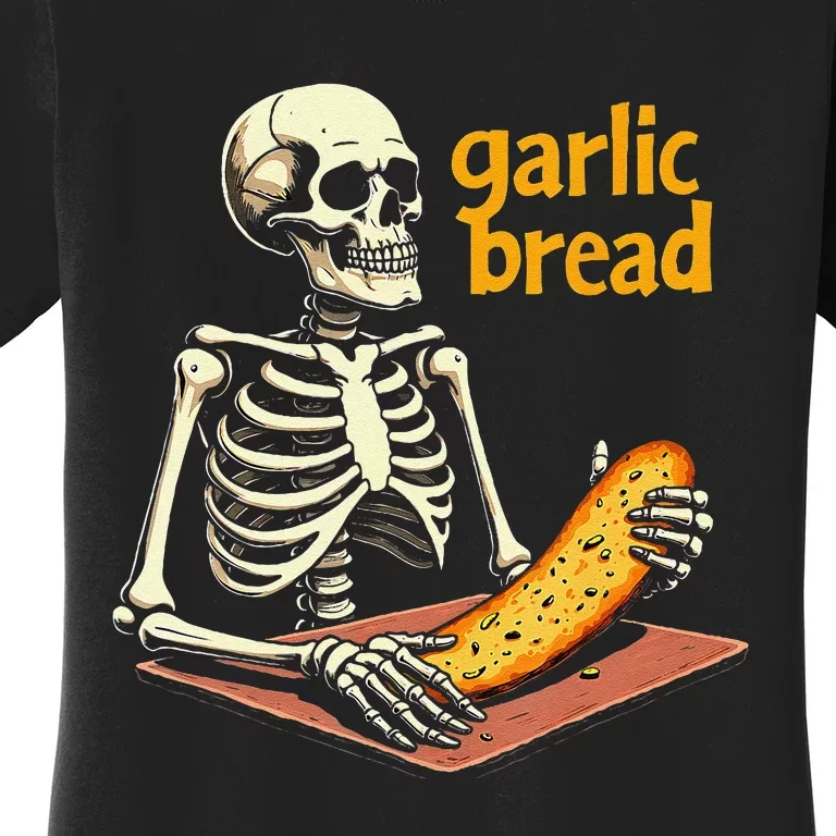 Skeleton Garlic Bread Funny Halloween Meme Ghost Women's T-Shirt