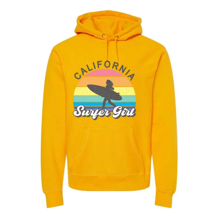 Surfer Girl California Surfing Surf Beach Premium Hoodie