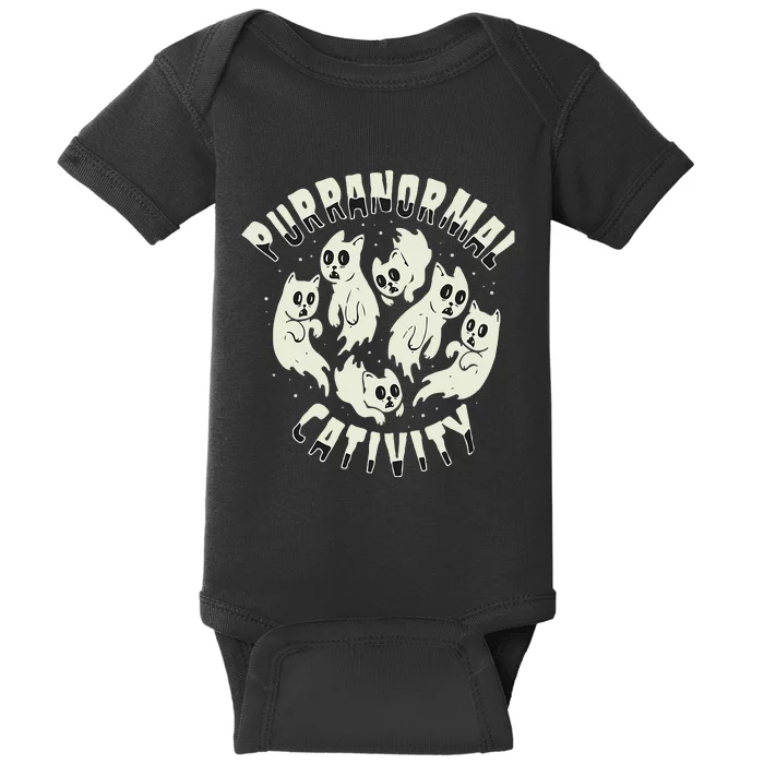 Spooky Ghost Cat Paranormal Funny Activity Baby Bodysuit