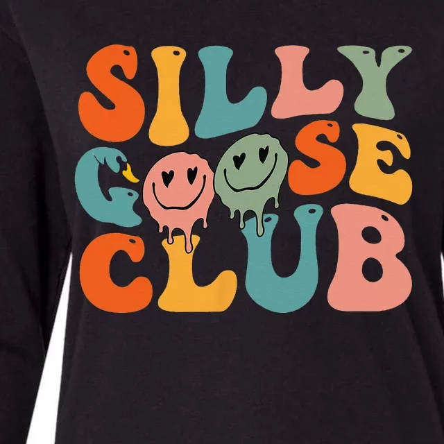 Silly Goose Club Silly Goose Meme Smile Face Trendy Costume Womens Cotton Relaxed Long Sleeve T-Shirt