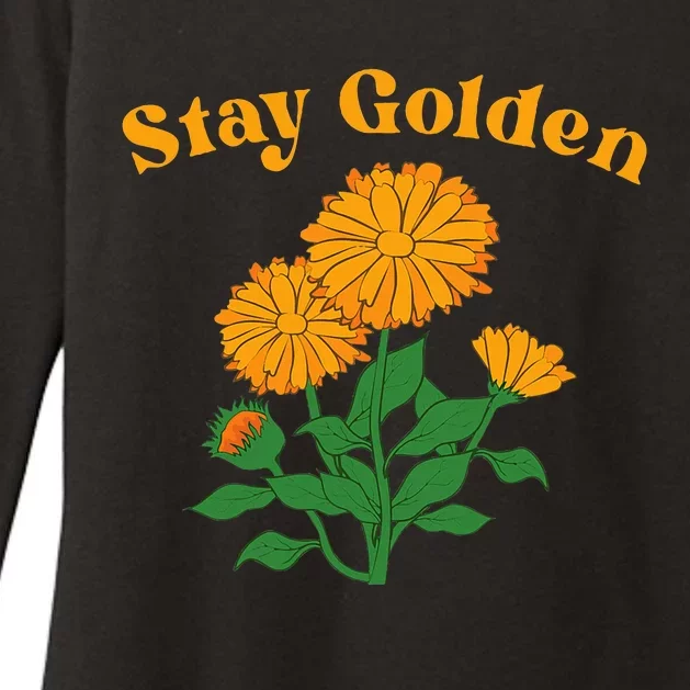 Stay Golden Cute Marigold Flowers Womens CVC Long Sleeve Shirt