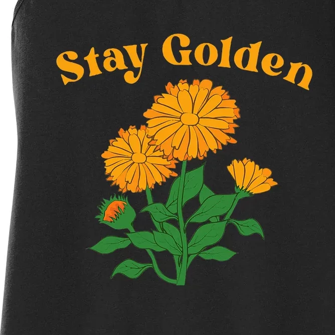 Stay Golden Cute Marigold Flowers Women's Racerback Tank