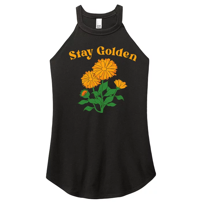 Stay Golden Cute Marigold Flowers Women’s Perfect Tri Rocker Tank