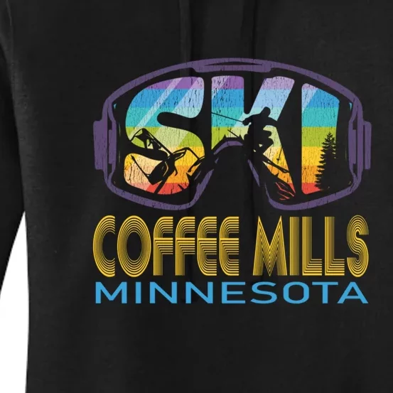 Ski Goggles Coffee Mills Minnesota Gift For Skier Women's Pullover Hoodie