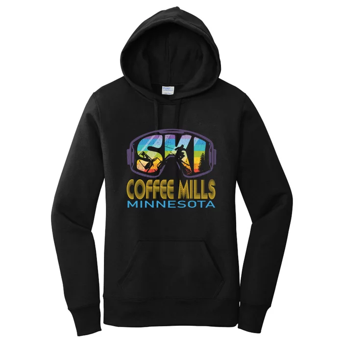 Ski Goggles Coffee Mills Minnesota Gift For Skier Women's Pullover Hoodie