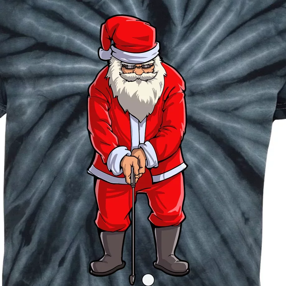 Santa Golf Club And Ball Sport Christmas Boy Golfer Golfing Kids Tie-Dye T-Shirt