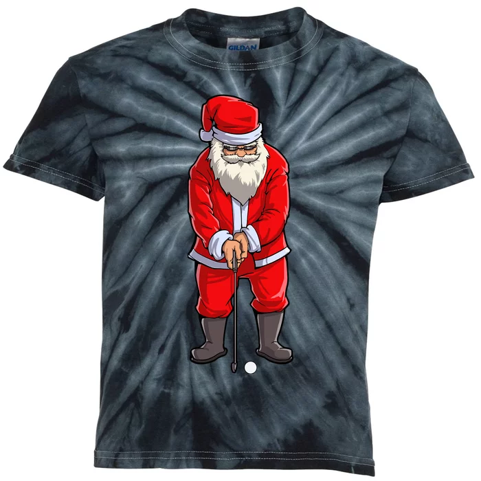 Santa Golf Club And Ball Sport Christmas Boy Golfer Golfing Kids Tie-Dye T-Shirt