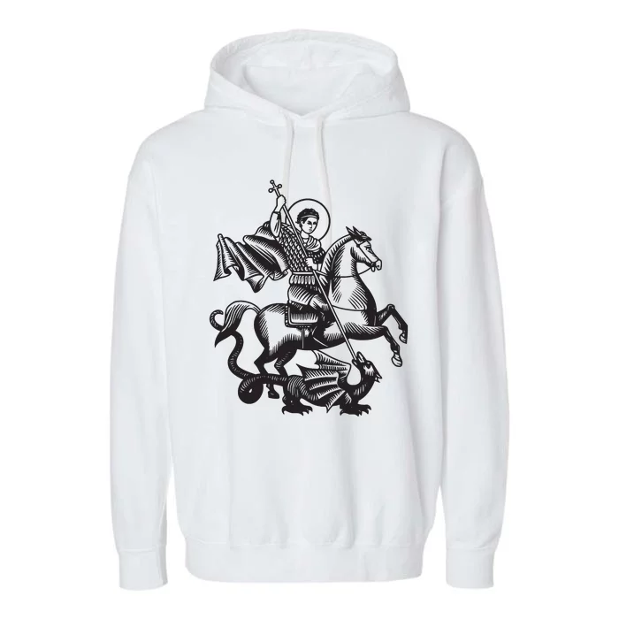 Saint George Christian Sveti Djordje Martyr Soldier Crusader Garment-Dyed Fleece Hoodie