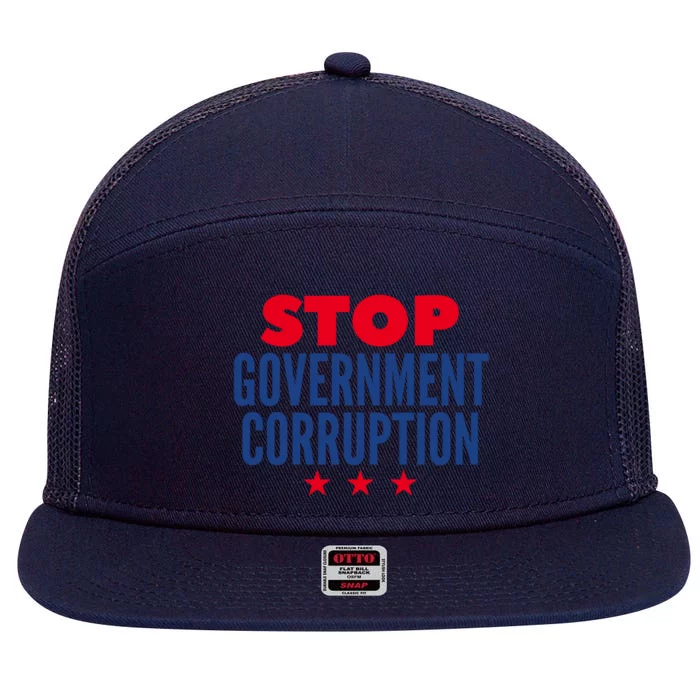 Stop Governt Corruption Gift 7 Panel Mesh Trucker Snapback Hat