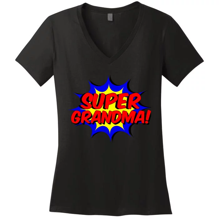 Super Grandma Comic Book Style Gift Superhero Women's V-Neck T-Shirt