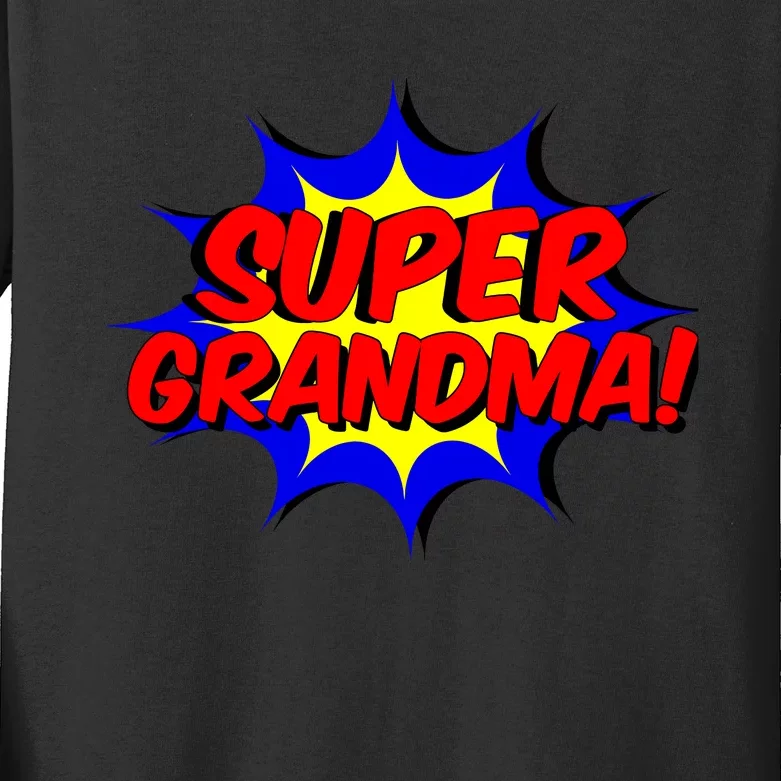 Super Grandma Comic Book Style Gift Superhero Kids Long Sleeve Shirt