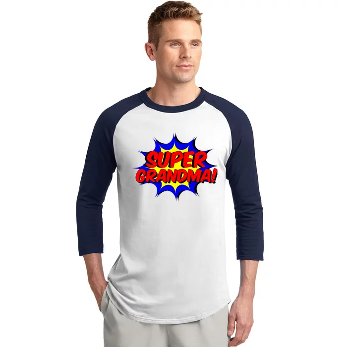 Super Grandma Comic Book Style Gift Superhero Baseball Sleeve Shirt