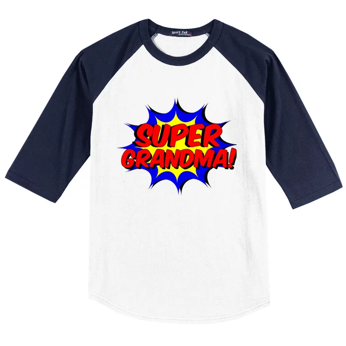 Super Grandma Comic Book Style Gift Superhero Baseball Sleeve Shirt