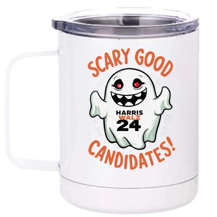 Scary Good Candidates Harris Walz 2024 Halloween Front & Back 12oz Stainless Steel Tumbler Cup