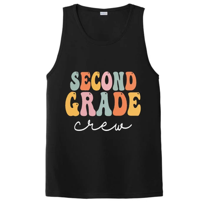 Second Grade Crew Retro Groovy Vintage First Day Of School Performance Tank