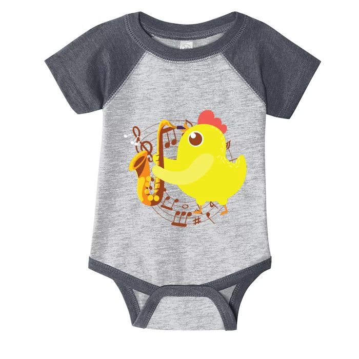 Saxophone Girl Chicken Saxophone Chick Infant Baby Jersey Bodysuit