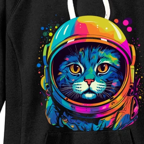 Space Gifts Cat Mom Cat Dad Astronaut Space Women's Fleece Hoodie