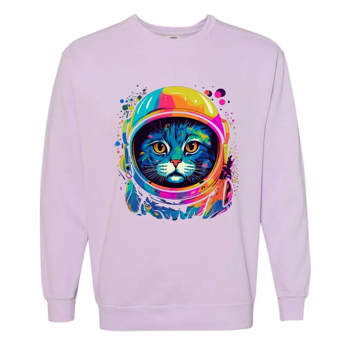 Space Gifts Cat Mom Cat Dad Astronaut Space Garment-Dyed Sweatshirt