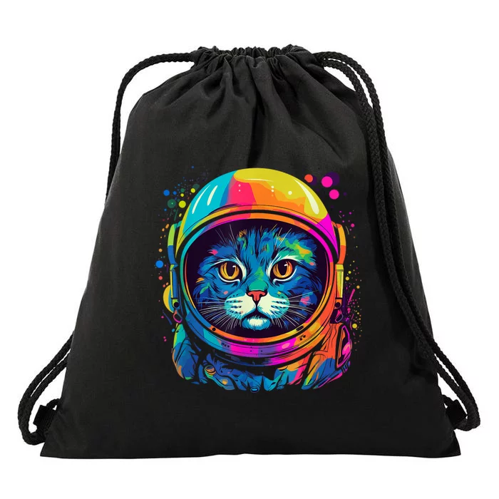 Space Gifts Cat Astronaut Space Drawstring Bag