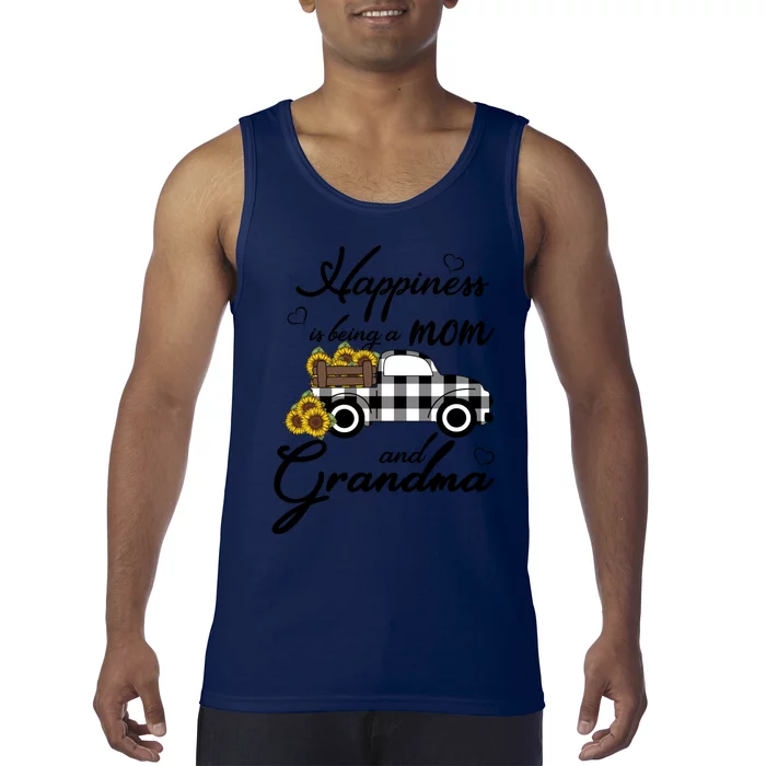 Sunflower Grandma Cute Gift Happiness Is Being A Mom And Grandma Gift Tank Top