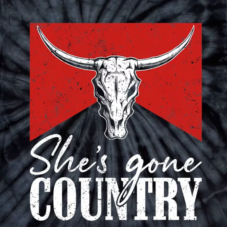 Shes Gone Country Music Howdy Rodeo Bull Skull Western Tie-Dye T-Shirt