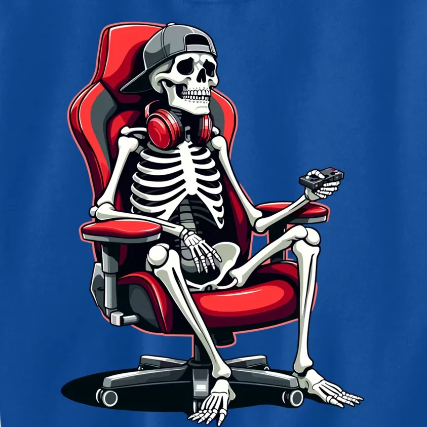 Skeleton Gamer Cool Halloween Video Gaming Chair Headset Gift Kids Sweatshirt