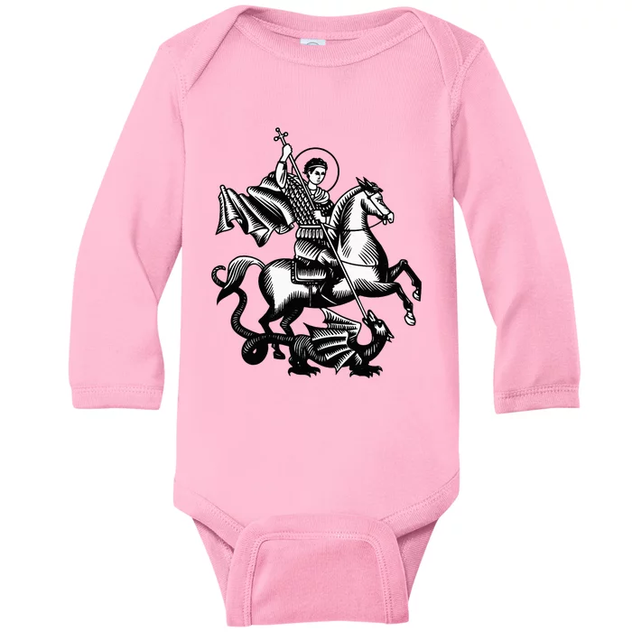 Saint George Christian Sveti Djordje Martyr Soldier Crusader Baby Long Sleeve Bodysuit