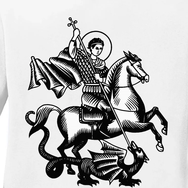 Saint George Christian Sveti Djordje Martyr Soldier Crusader Ladies Long Sleeve Shirt