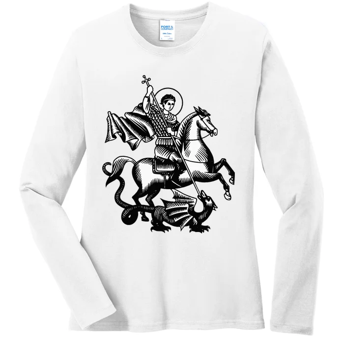 Saint George Christian Sveti Djordje Martyr Soldier Crusader Ladies Long Sleeve Shirt