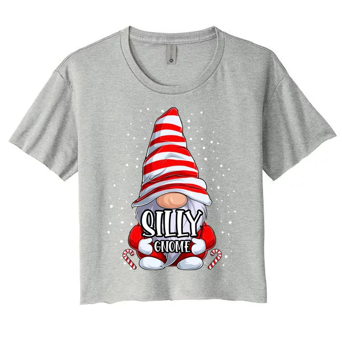 Silly Gnome Christmas Pajamas Matching Family Group Gift Women's Crop Top Tee