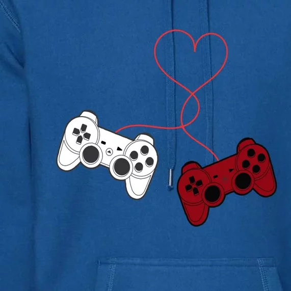 Sarcastic Gamer Controllers Heart Video Games Valentines Day Funny Gift Premium Hoodie