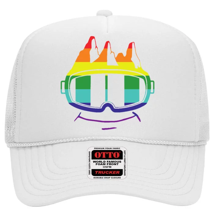 Ski Googles Colorful Skiing Sport High Crown Mesh Trucker Hat