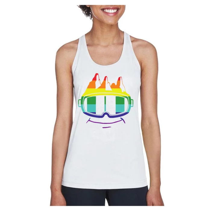 Ski Googles Colorful Skiing Sport Women's Racerback Tank