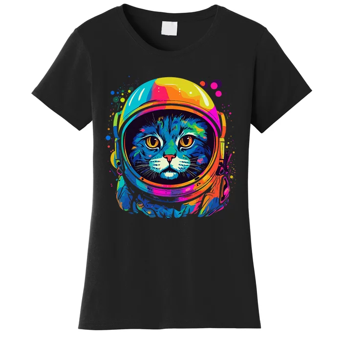 Space Gifts Cat Mom Cat Dad Astronaut Space Women's T-Shirt