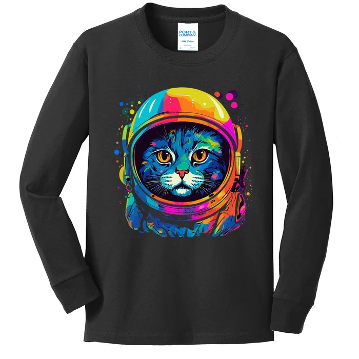 Space Gifts Cat Mom Cat Dad Astronaut Space Kids Long Sleeve Shirt