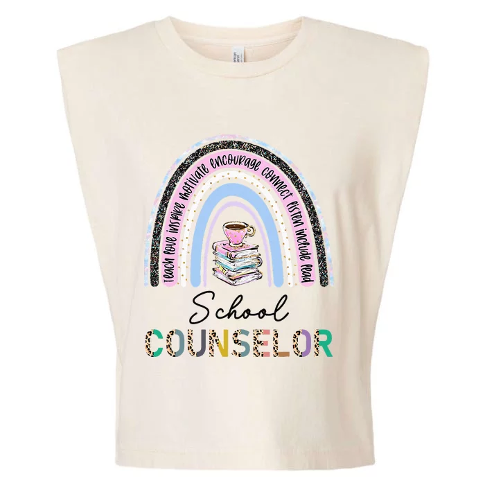 School Guidance Counselor Rainbow Leopard Back to School Garment-Dyed Women's Muscle Tee