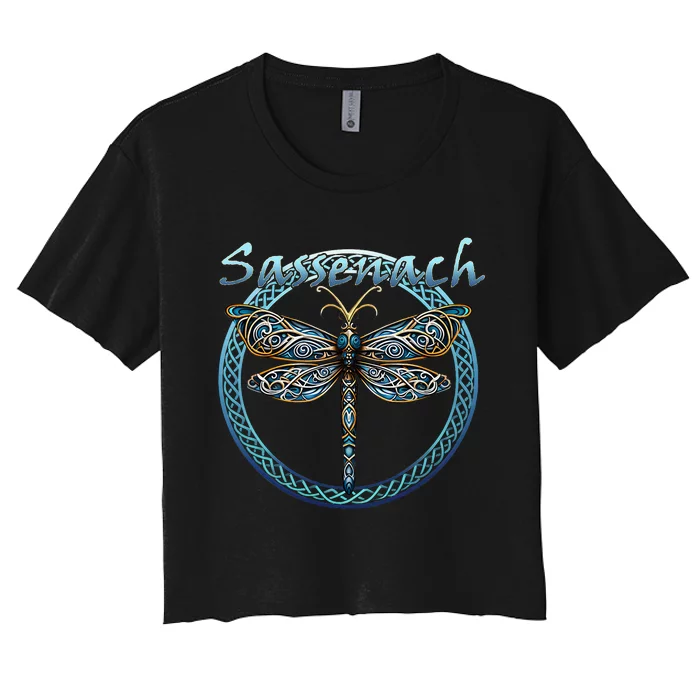 Sassenach Gaelic Dragonfly Scottish Outlander Women's Crop Top Tee