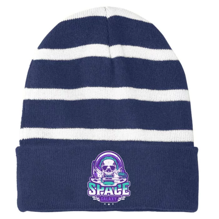 Space Galaxy Design Skull Astronaut Skull Lover Space Tourism Striped Beanie with Solid Band