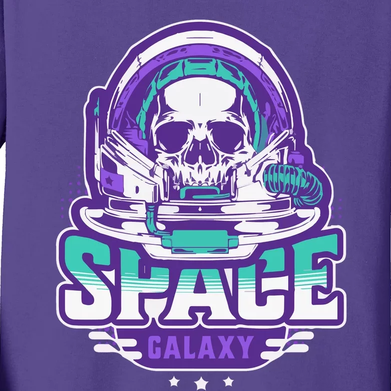 Space Galaxy Design Skull Astronaut Skull Lover Space Tourism Kids Long Sleeve Shirt