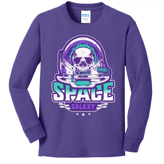 Space Galaxy Design Skull Astronaut Skull Lover Space Tourism Kids Long Sleeve Shirt