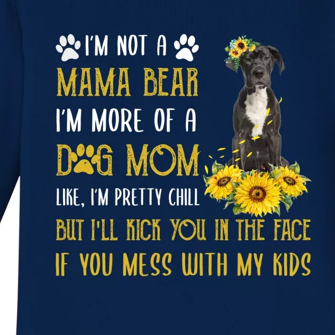 Sunflower Great Dane Mom Mothers Day Dog Mom Funny Gift Baby Long Sleeve Bodysuit