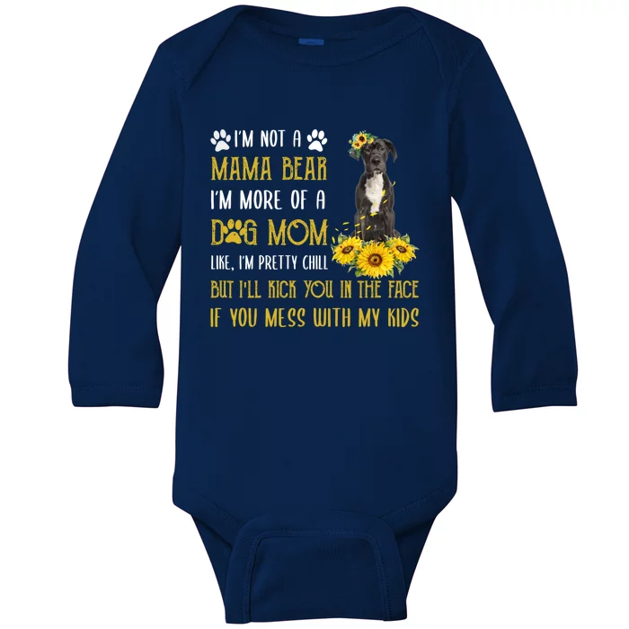 Sunflower Great Dane Mom Mothers Day Dog Mom Funny Gift Baby Long Sleeve Bodysuit