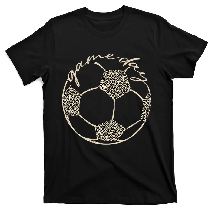 Soccer Game Day Women Leopard Cheetah Print Soccer Fan T-Shirt