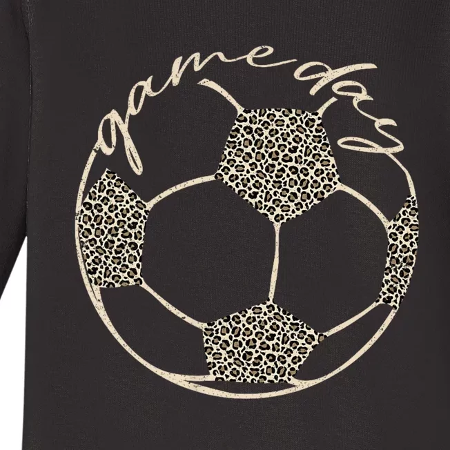 Soccer Game Day Women Leopard Cheetah Print Soccer Fan Baby Long Sleeve Bodysuit