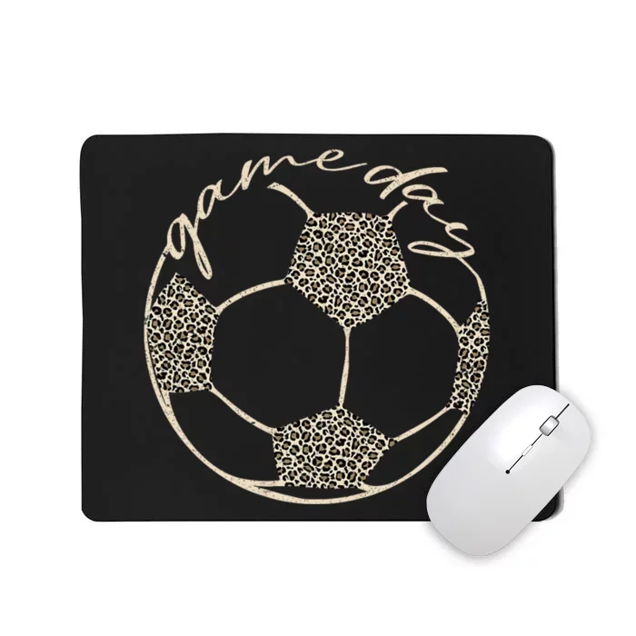 Soccer Game Day Women Leopard Cheetah Print Soccer Fan Mousepad