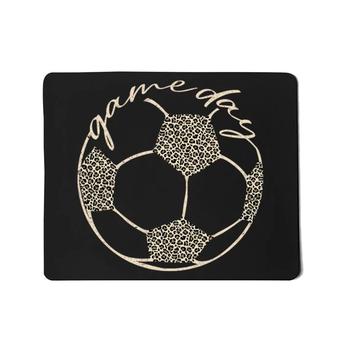 Soccer Game Day Women Leopard Cheetah Print Soccer Fan Mousepad