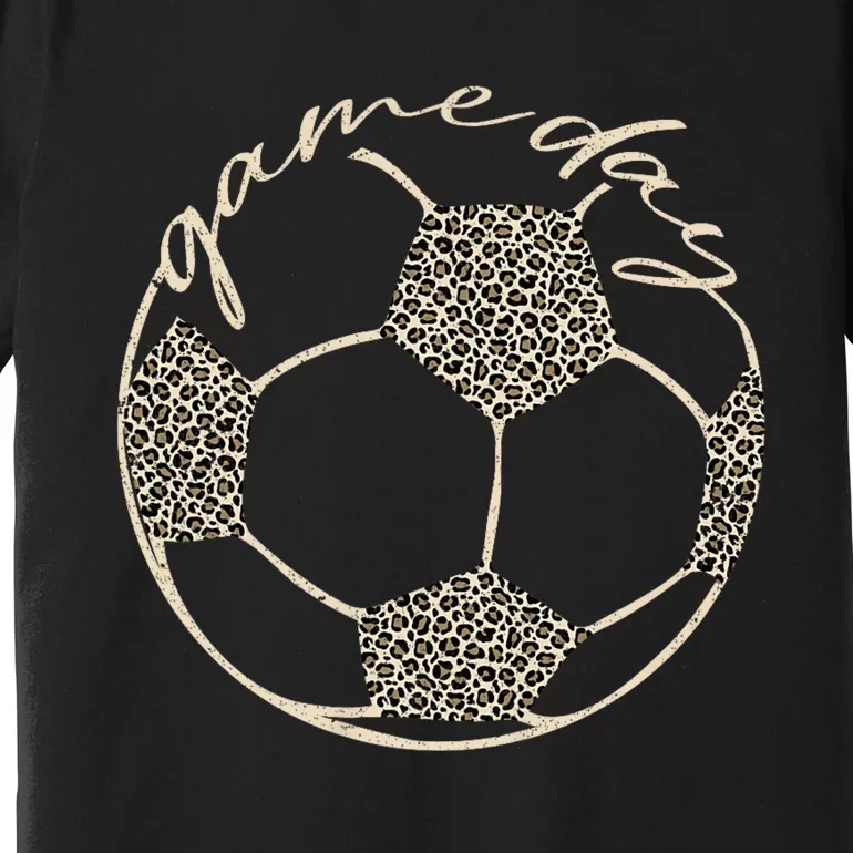 Soccer Game Day Women Leopard Cheetah Print Soccer Fan Premium T-Shirt