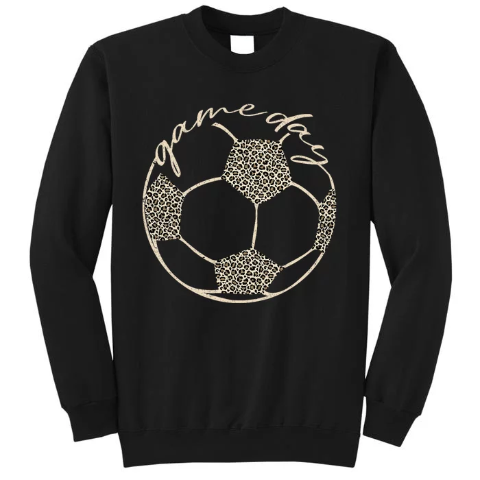 Soccer Game Day Women Leopard Cheetah Print Soccer Fan Tall Sweatshirt