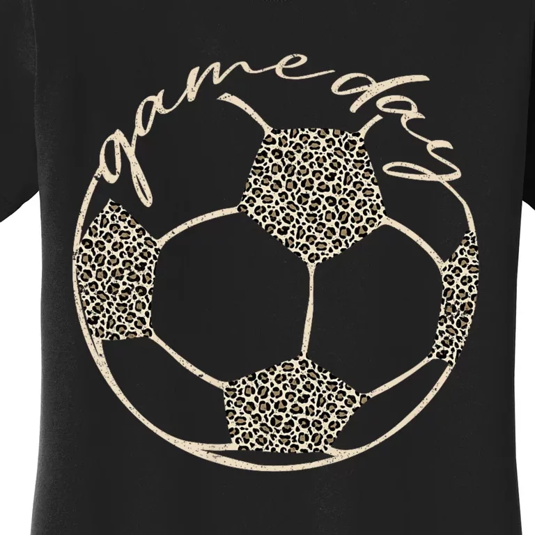 Soccer Game Day Women Leopard Cheetah Print Soccer Fan Women's T-Shirt