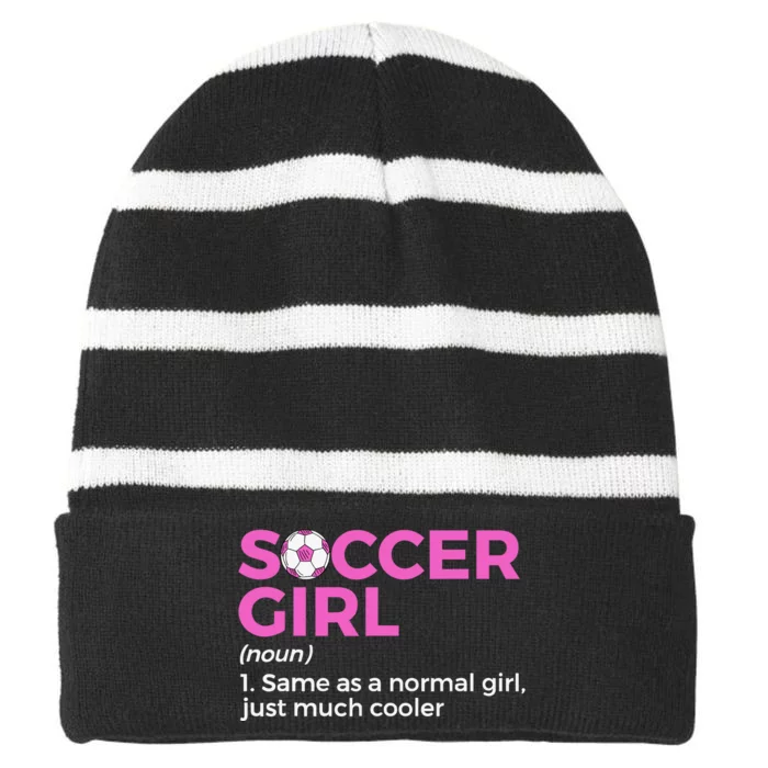 Soccer Girl Definition Striped Beanie with Solid Band